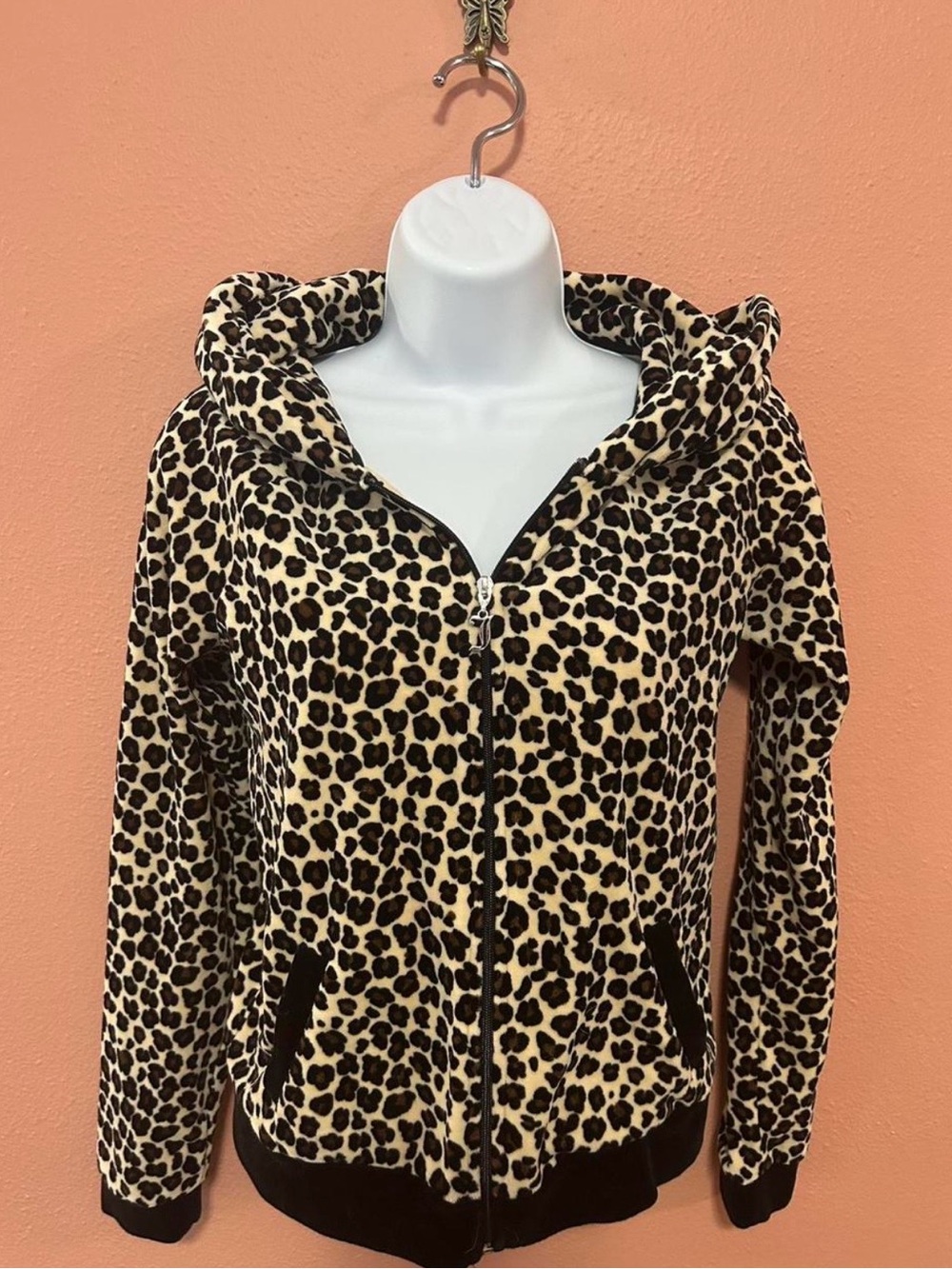 Juicy Couture Leopard Print Zip Hoodie